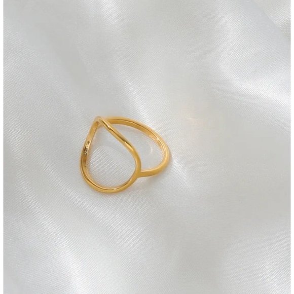 Gold Ring Open Circle Ring Unique Ring WATERPROOF Ring Gift for her Size 6, 7, 8 - Picture 2 of 8